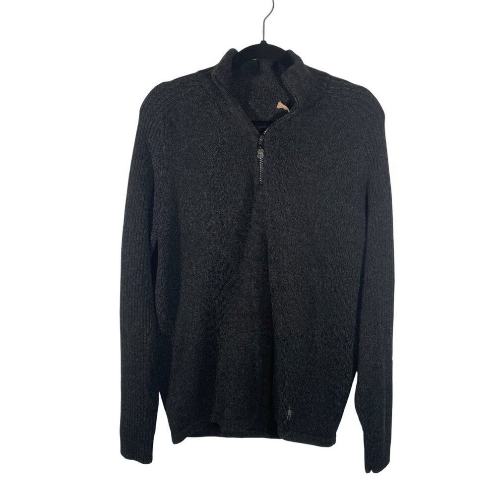 Smartwool Mens Quarter-Zip Merino Wool Sweater dark charcoal gray outdoor gorpco